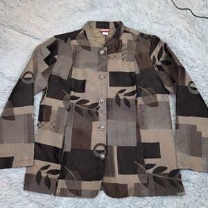 Tudor Court Jacket Womens M Brown‎ Pockets Preppy Comfort Boho Button Up